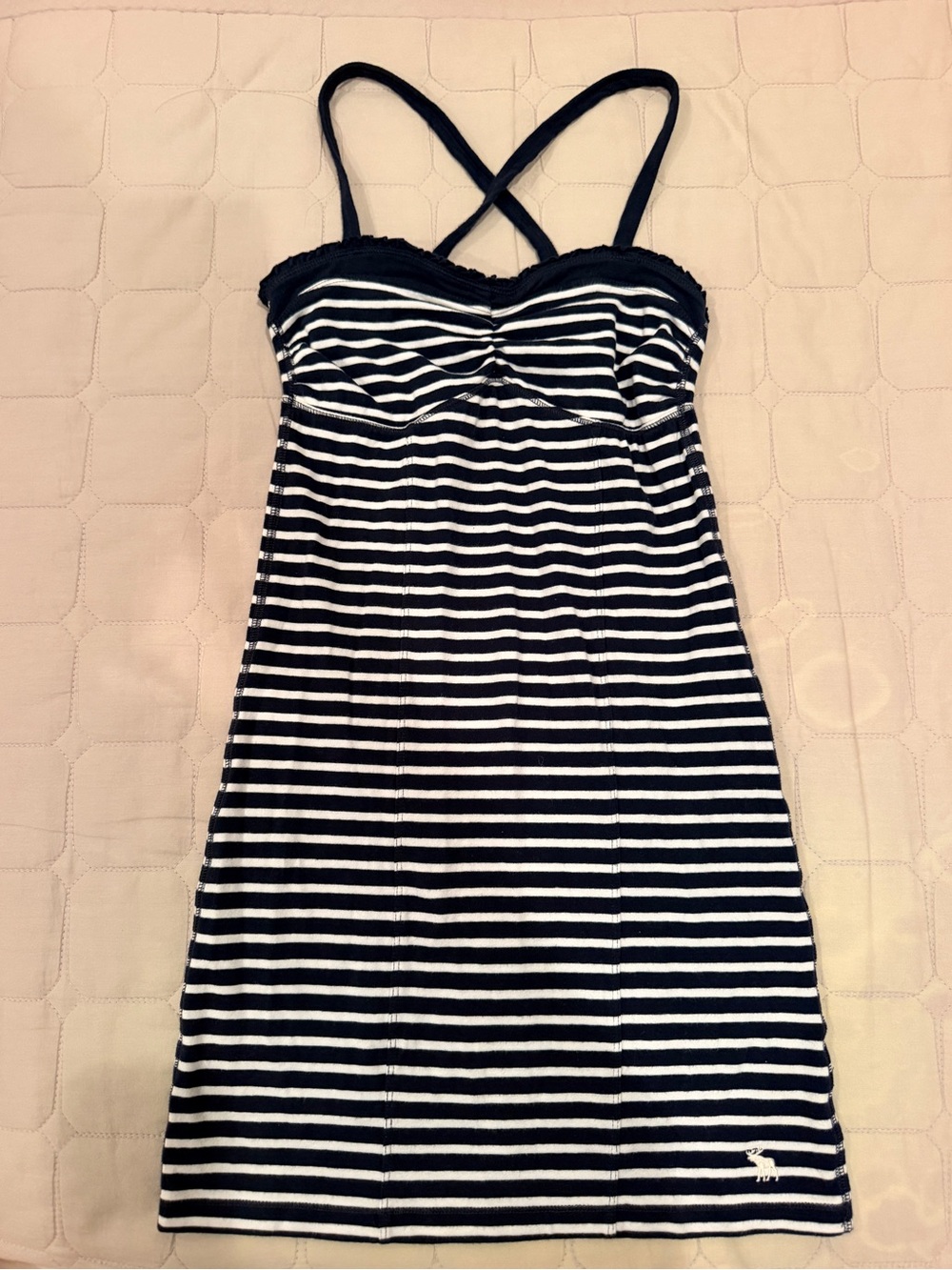 Vintage Abercrombie & Fitch Navy and White Navy Striped Tank Bodycon Dress